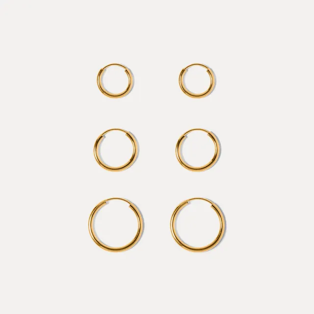 Stilnest Basic Trio Creolen Ohrringe Gold 3er