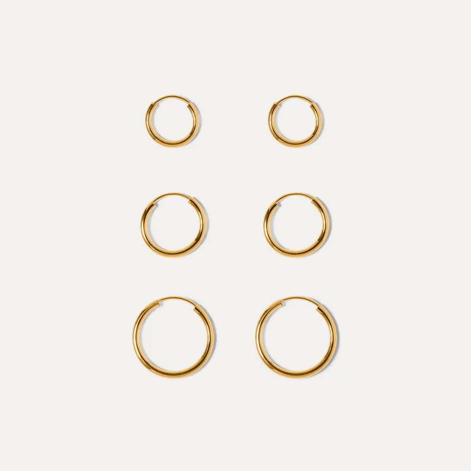 Stilnest Basic Trio Creolen Ohrringe Gold 3er