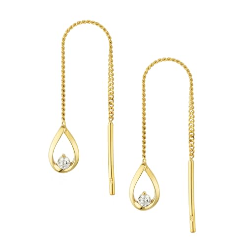 NKlaus Tropfen-Durchzieher Ohrringe 333 Gelbgold Zirkonia 8x5,5mm Paar