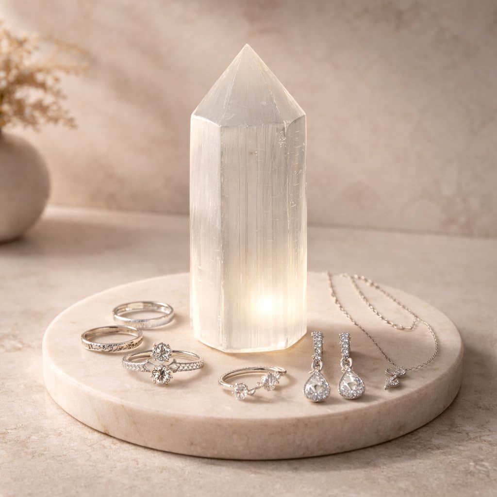 NKlaus Healing Crystals Selenit-Obelisk 10,5x4cm