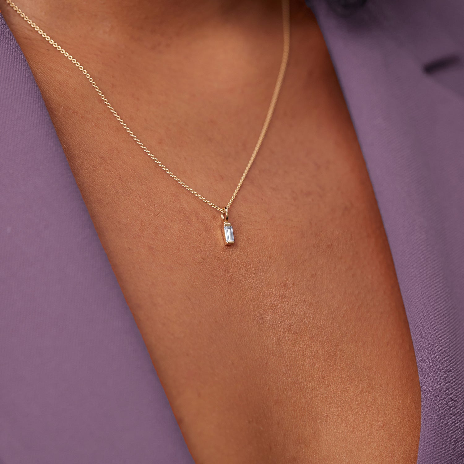 Stilnest Retro Anhänger 585 Gold Aquamarin Baguette 14k