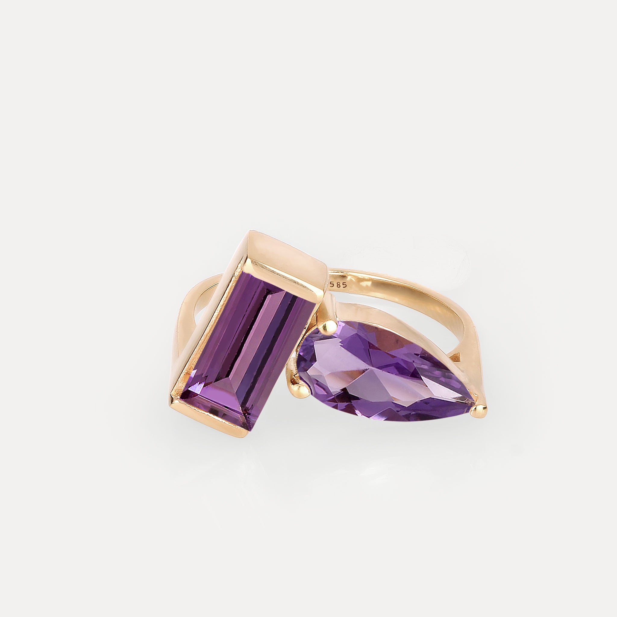 Stilnest Balance Amethyst Ring 585 Gold Größe 52