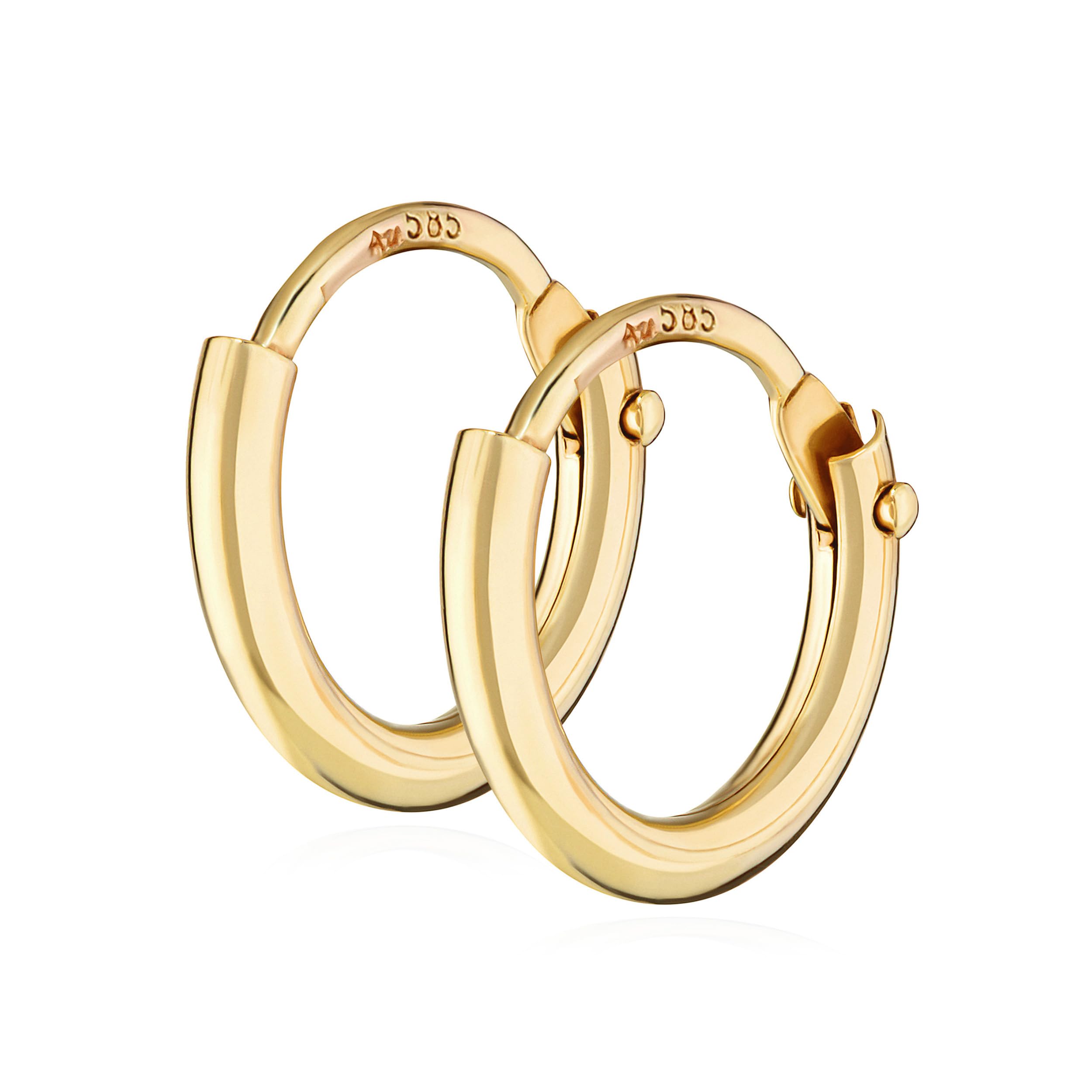 NKlaus Jewellery Klapp-Creolen Echtgold 585 Ohrringe 13mm Paar