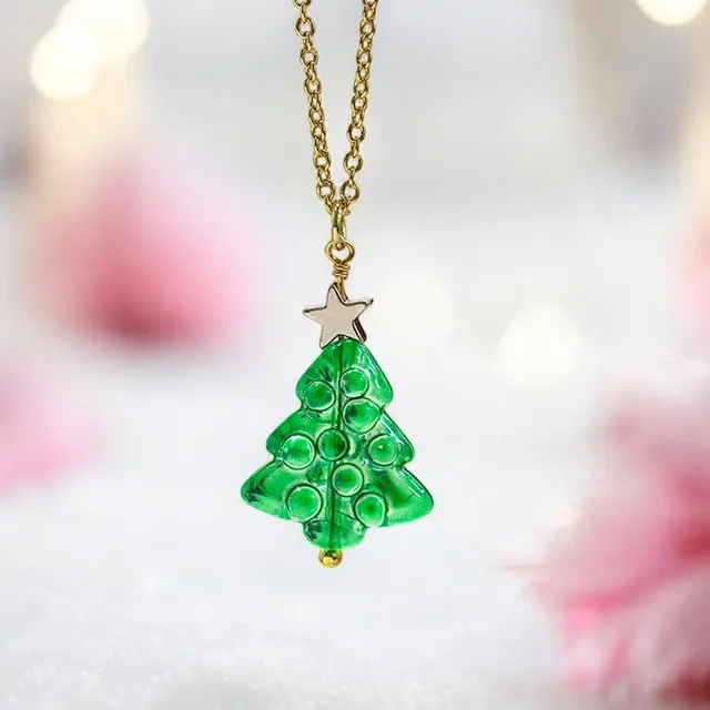 Joy Glass Christmas Tree Halskette Gold Stern Glas