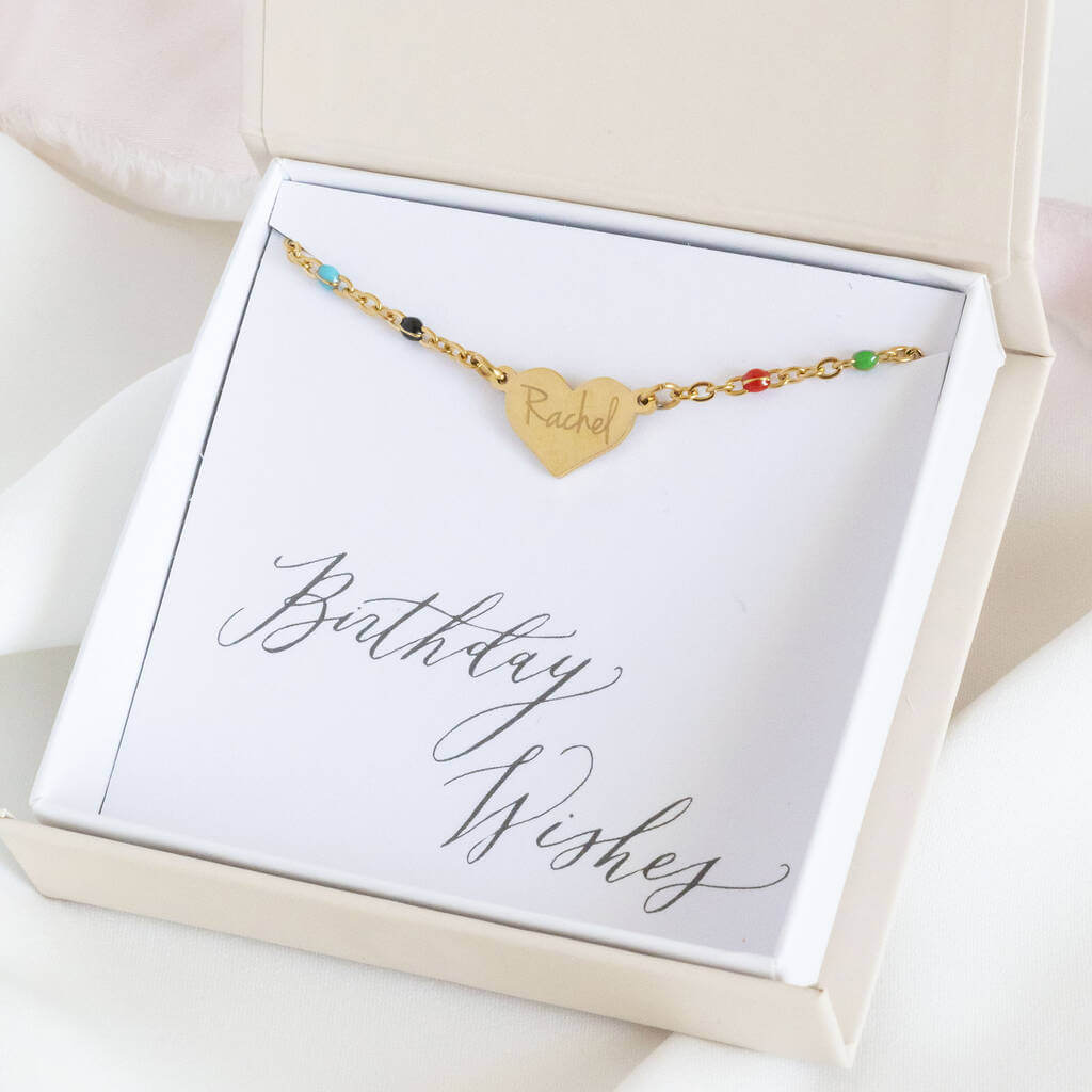 Joy by Corrine Smith Rainbow Armband Gold Herz Emaille 17,8 cm