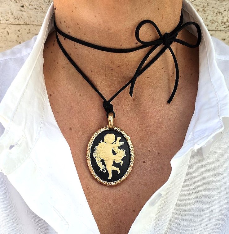 Alevá Bijoux Cammei Angioletto Anhänger Engel Gold