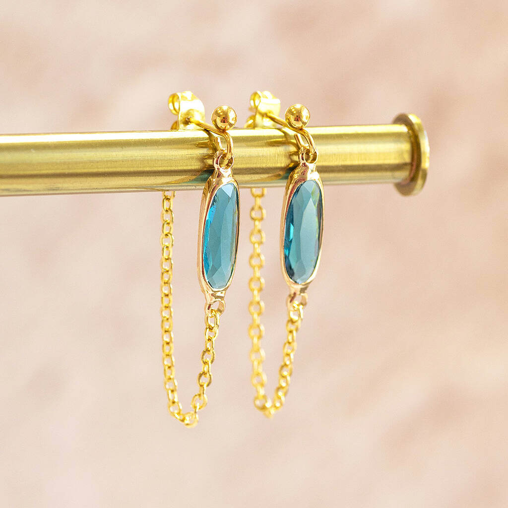 Joy by Corrine Smith Oval Geburtsstein Ohrringe Gold Kette