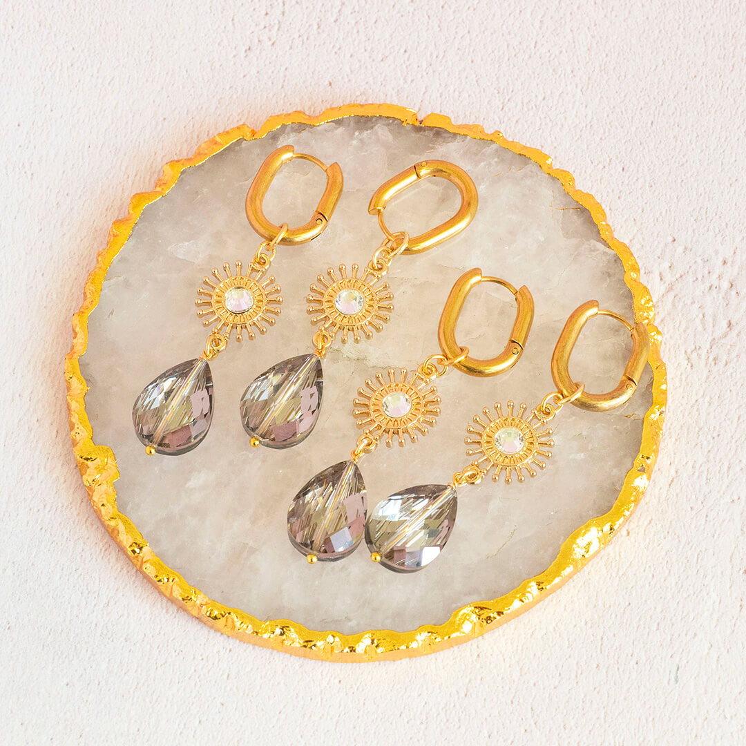 Joy by Corrine Smith Radiance Sunburst Ohrringe Gold Grau