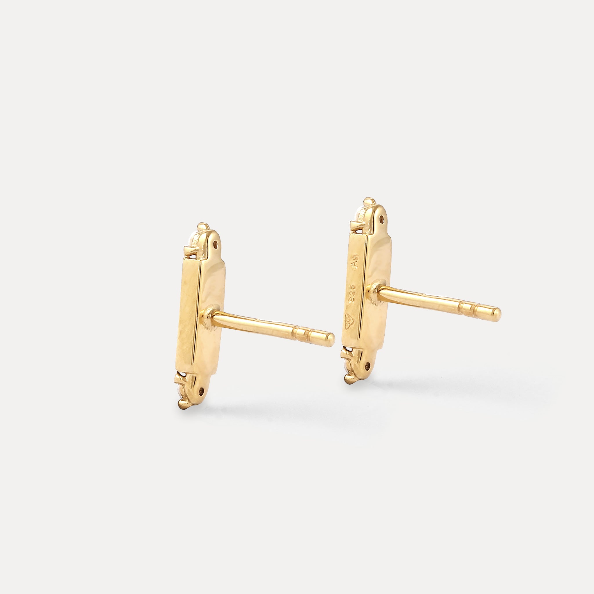 Stilnest Saphir Brick Tag Ohrstecker Ohrringe Gold Vermeil