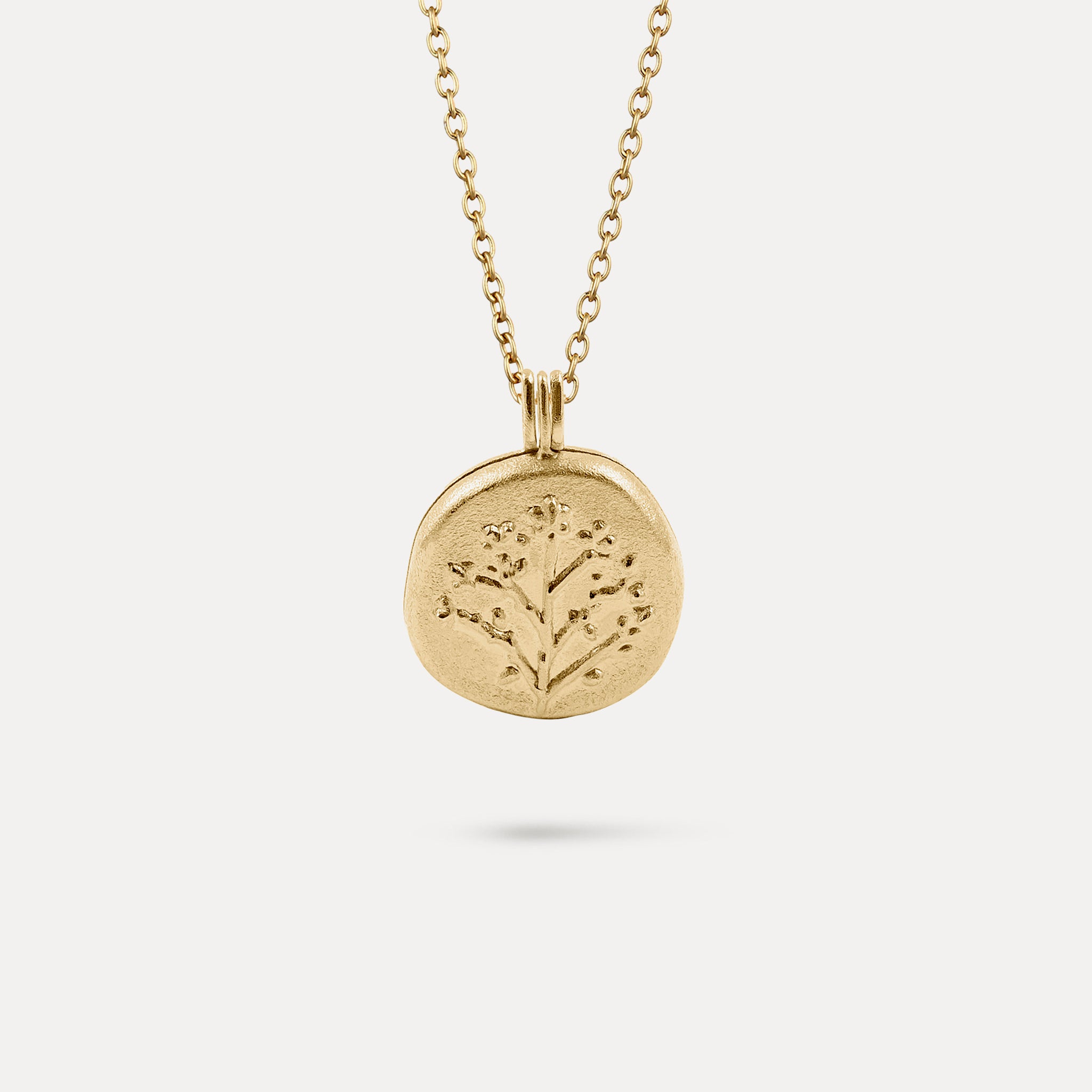 Stilnest Floral Medaillon Kette 585 Gold 45cm Blumen Foto