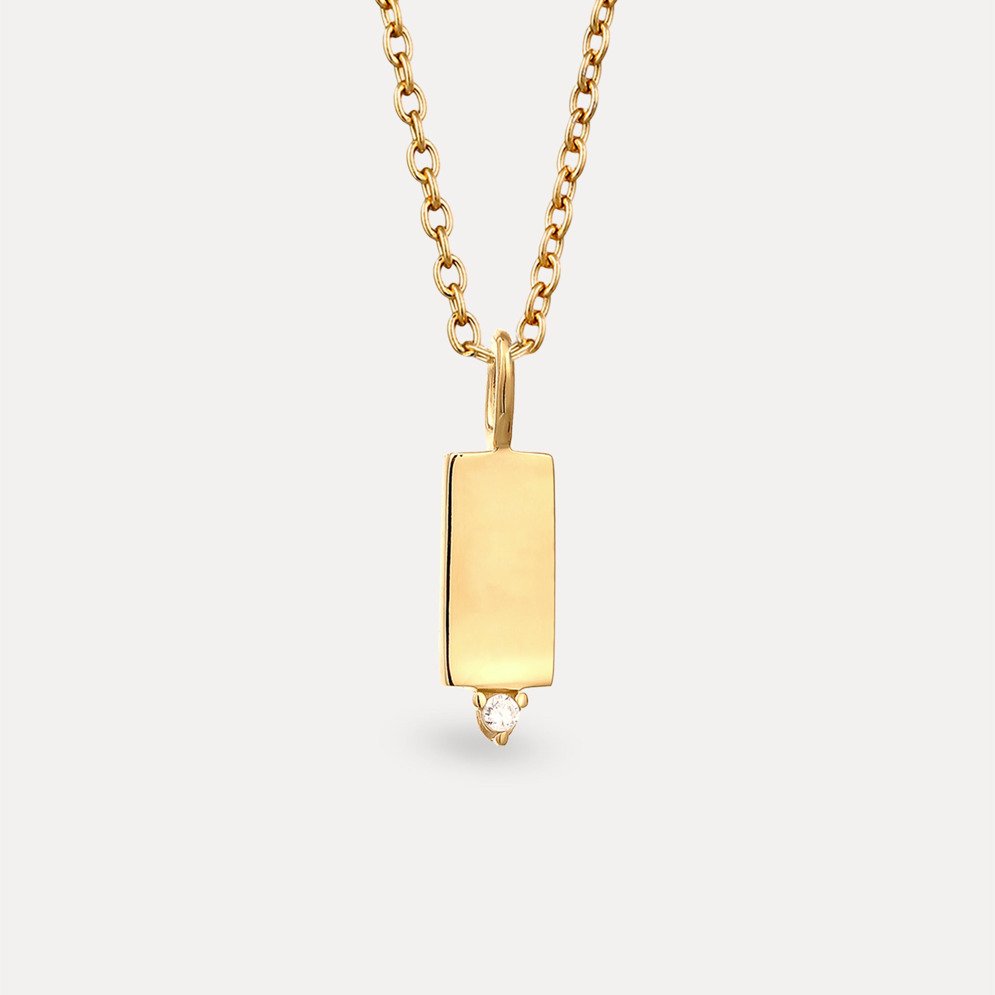Stilnest Saphir Brick Tag Anhänger 24k Gold Vermeil eckig