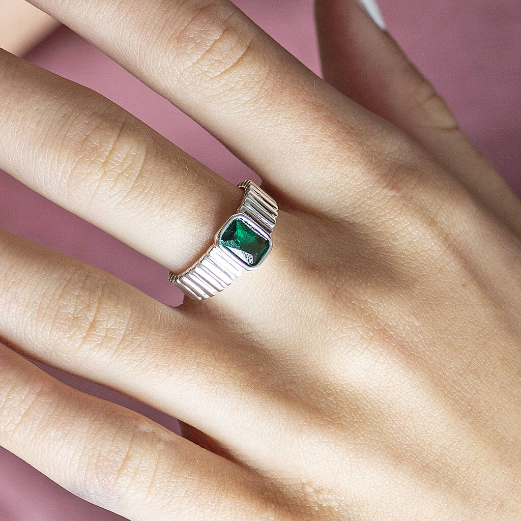 Joy by Corrine Smith Birthstone Ring Silber verstellbar Kristall