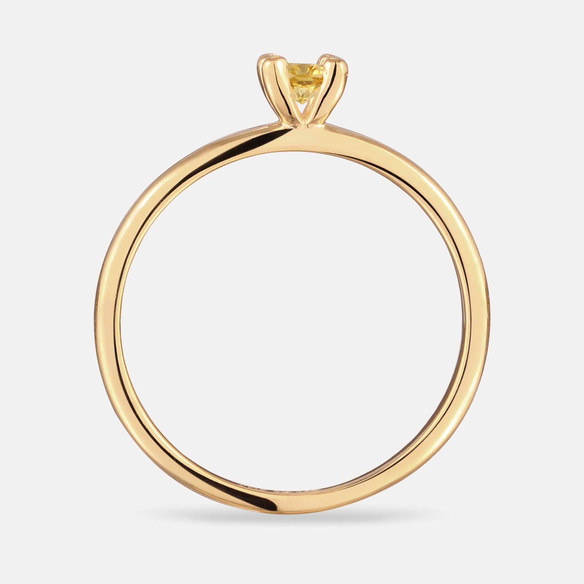 Stilnest Citrin Solitär Ring rund Gold Vermeil gelb