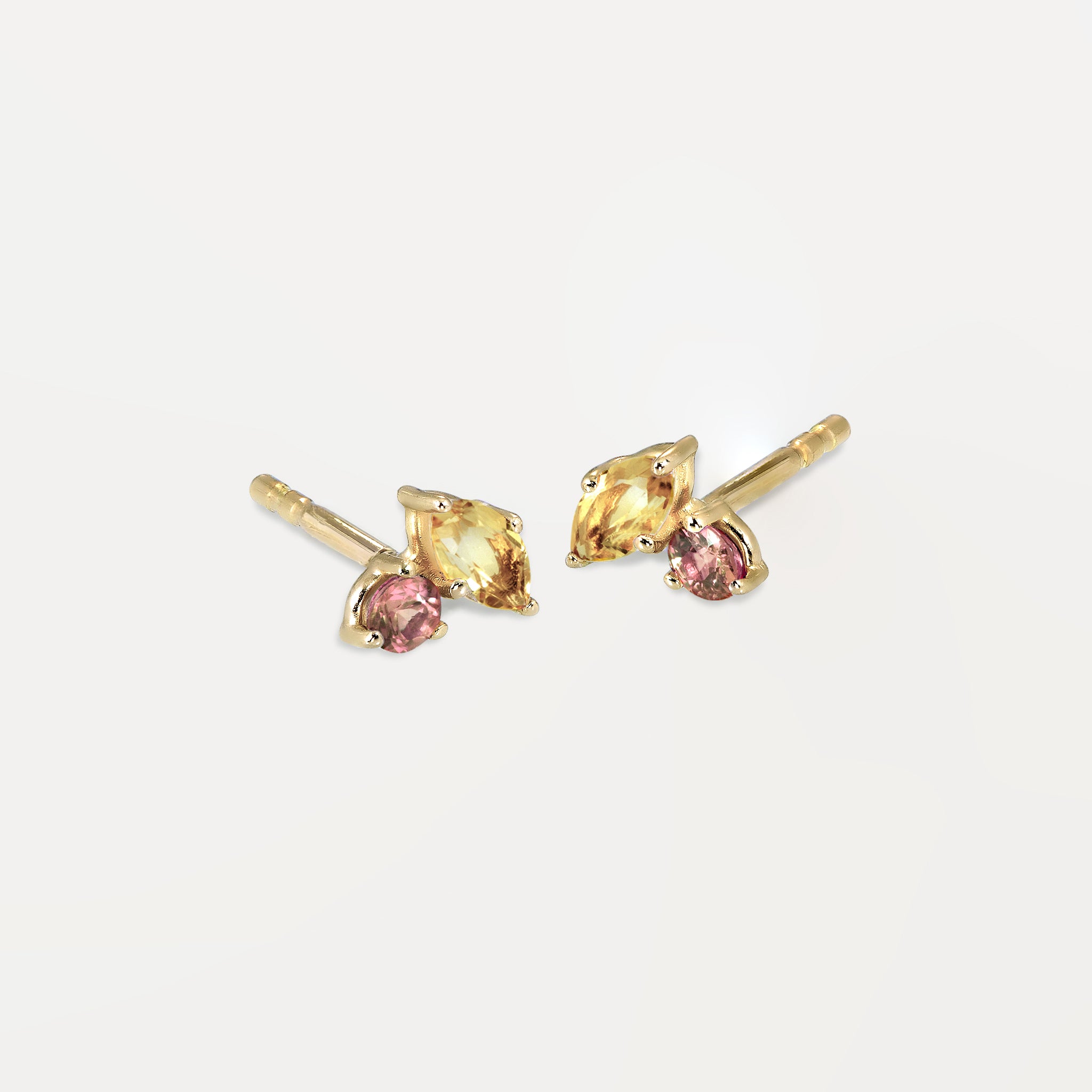 Stilnest Joy Citrin Turmalin Ohrstecker 585 Gold rechts Single