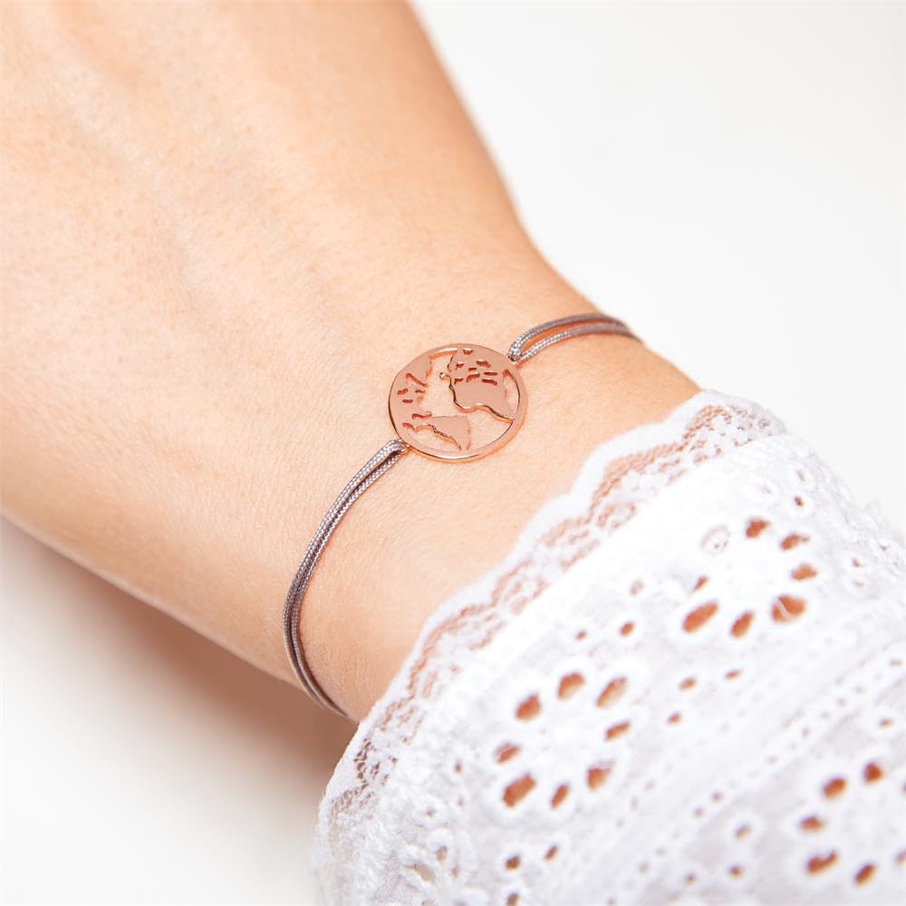 JEWLIX ID-Armband Welt Textil grau Silber Rosé