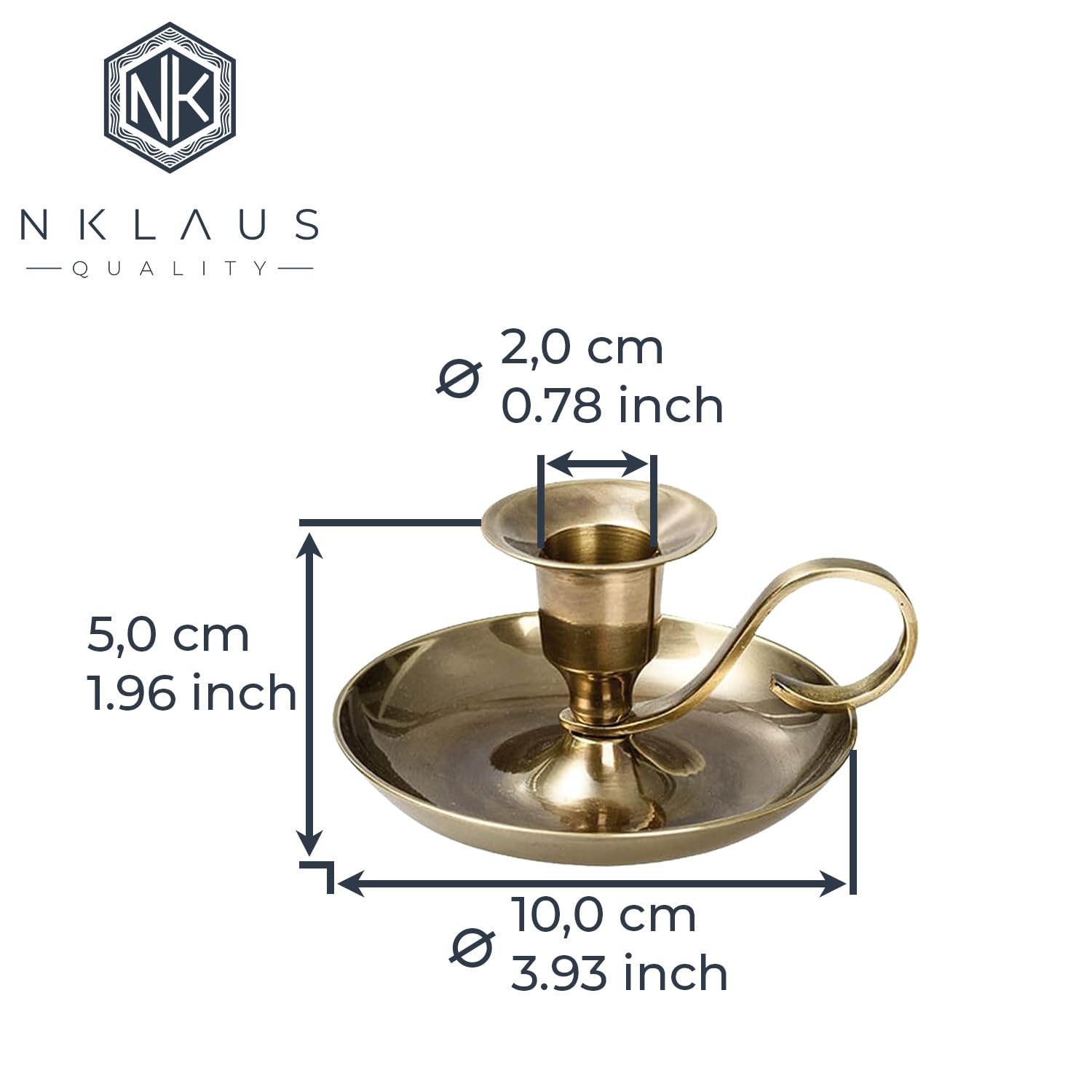 NKlaus Candle Holder Handleuchter Klassik Messing Gold Antik