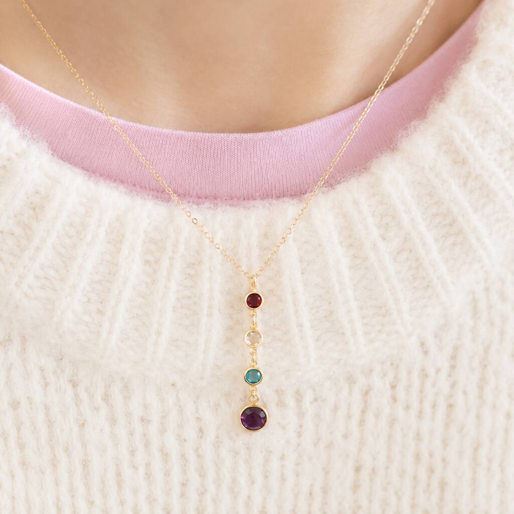 Joy Mother Three Children Birthstone Halskette Gold 40-45cm
