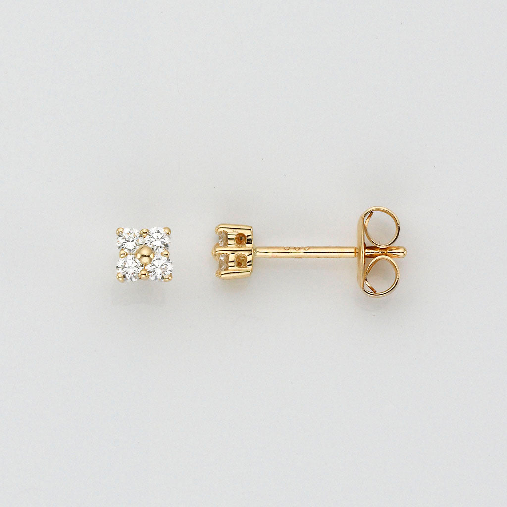 Eugen Rühle Ohrschmuck Ohrstecker quadratisch 0,17ct Brillant 585 Gold