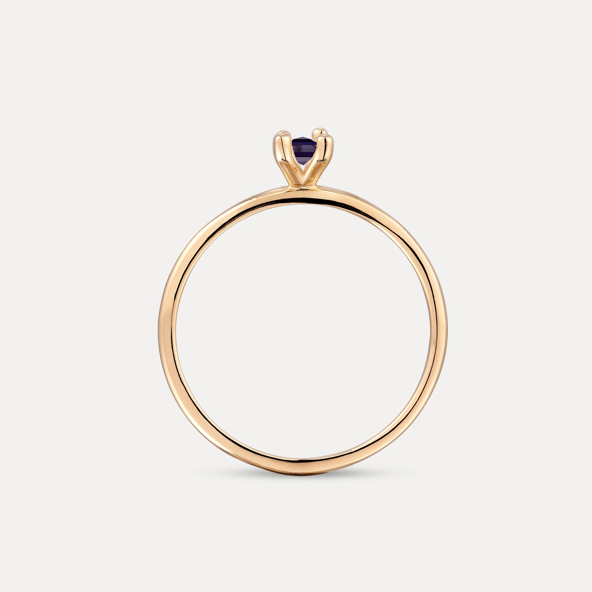 Stilnest Iolith Baguette Solitär Ring 585 Gold Gr 52 lila