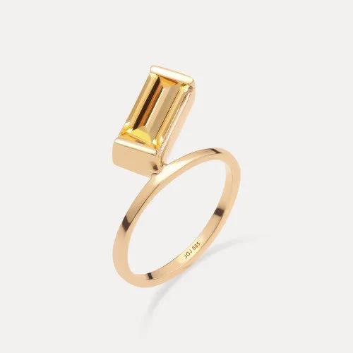 Stilnest Balance Citrin Ring 585 Gold Gr.54 Baguette