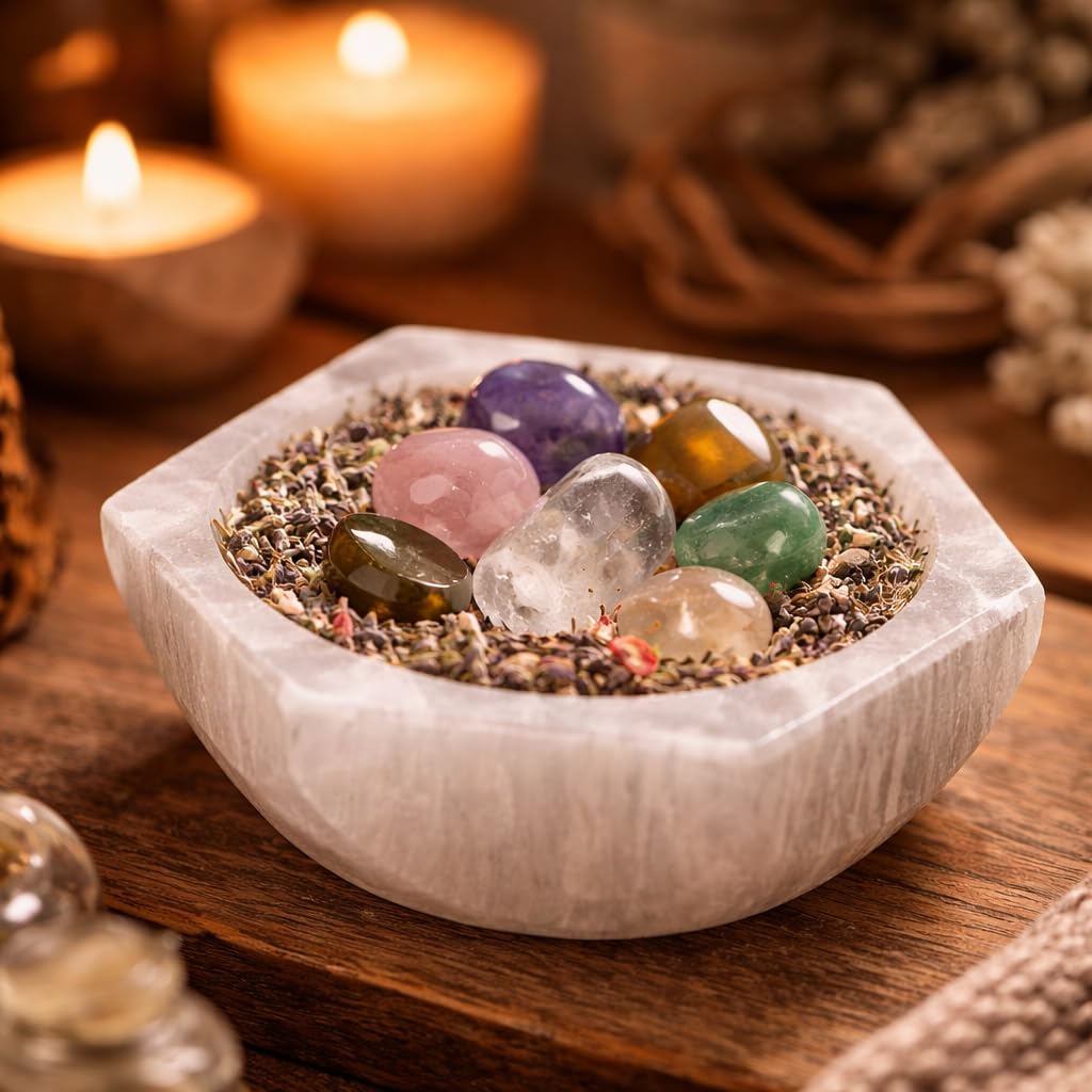 NKlaus Healing Crystals Selenit-Schale Hexagon 10 cm