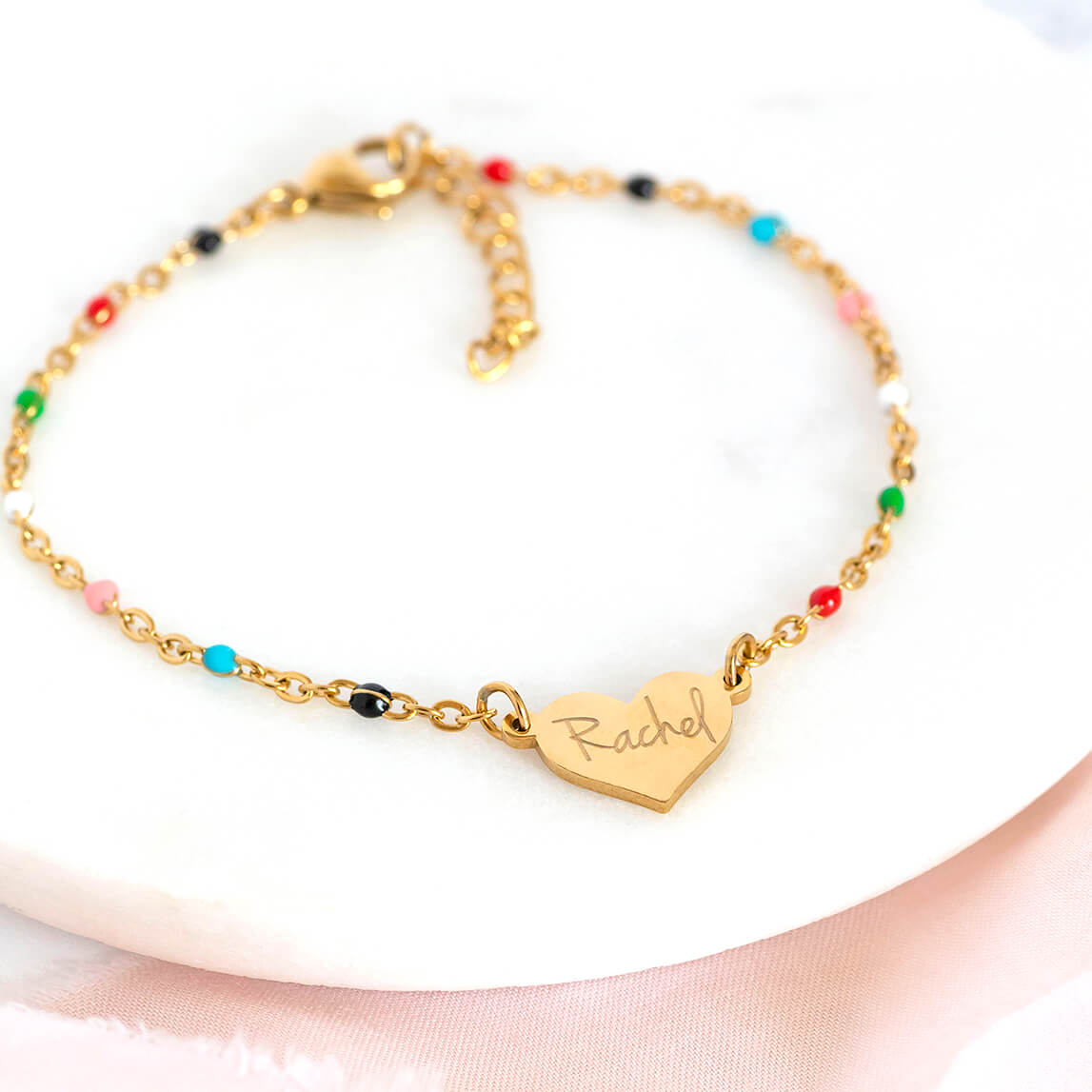 Joy by Corrine Smith Rainbow Armband Gold Herz Emaille 17,8 cm