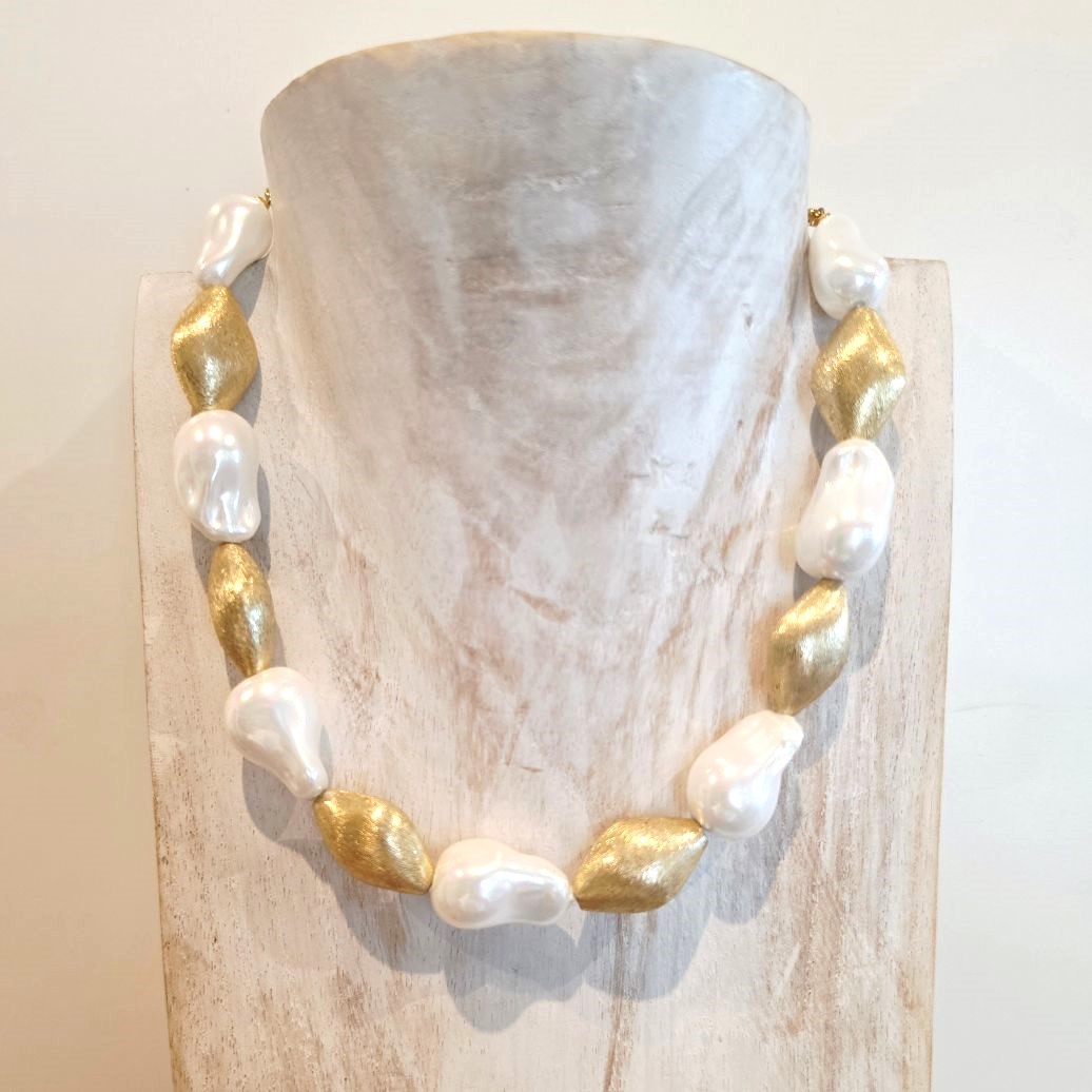 Alevá Bijoux Chiara Perlen Halskette Bronze 36-44 cm