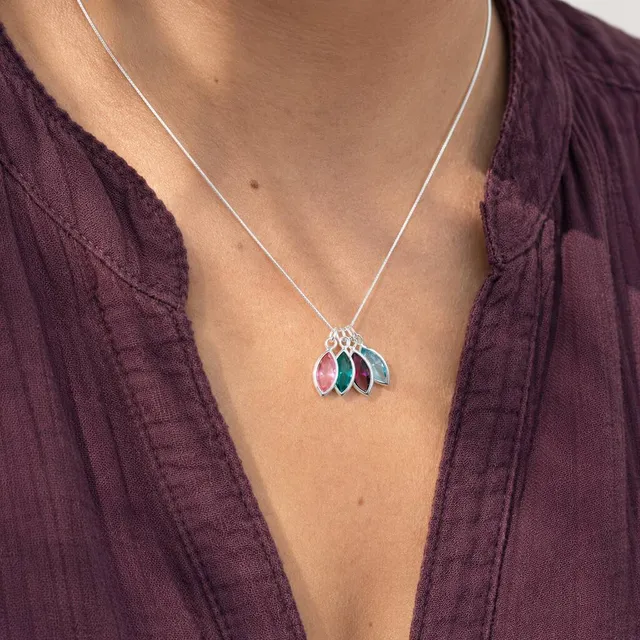 Joy by Corrine Smith Family Marquise Geburtsstein Halskette Silber