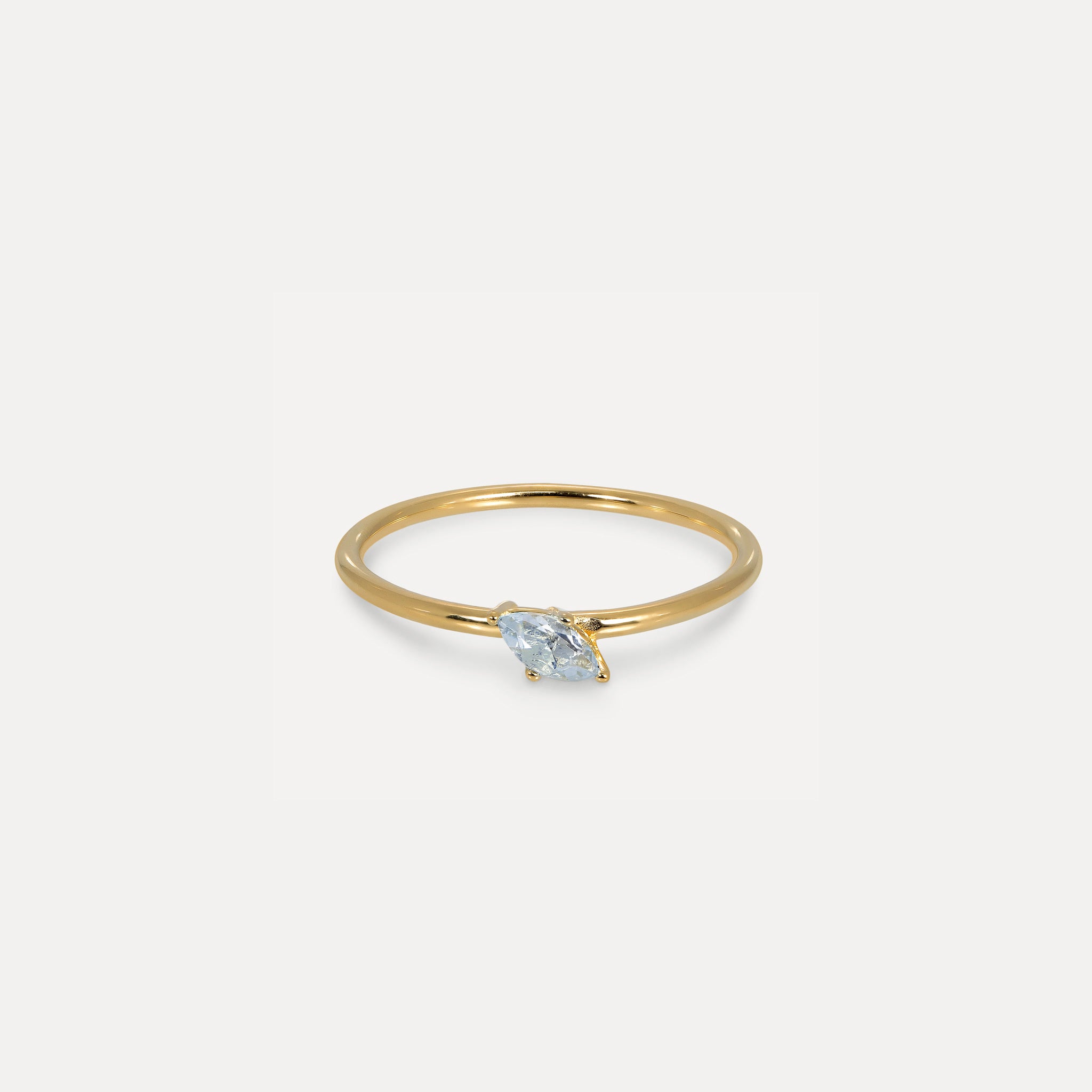Stilnest Aquamarin Navette Solitär Ring Gold Vermeil Gr. 52