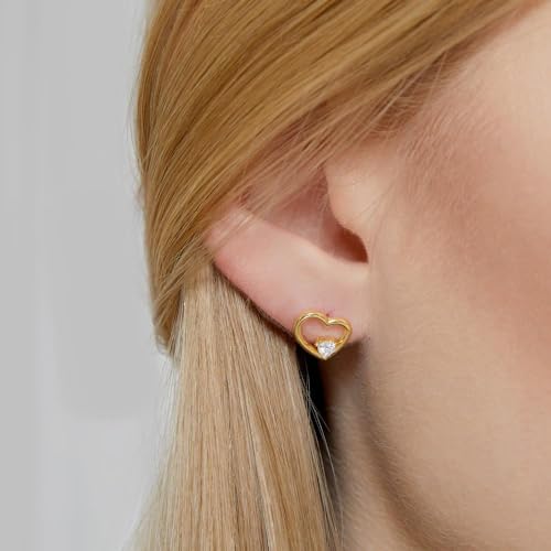 JEWLIX SE1073 Herz Ohrstecker Gold 925 Silber Zirkonia