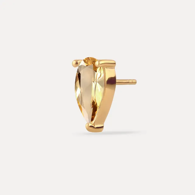 Stilnest Balance Drop Ohrstecker Citrin 24k Gold Vermeil Single