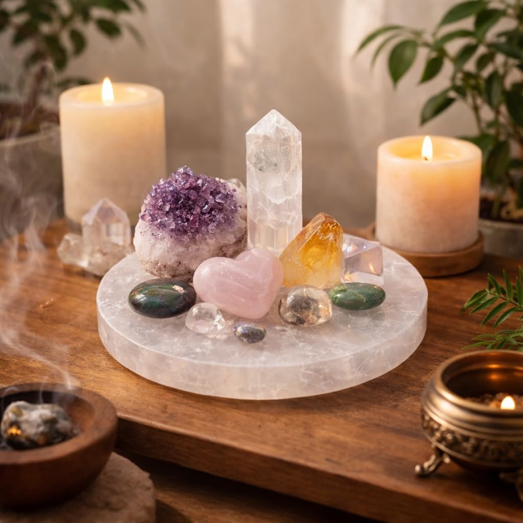 NKlaus Healing Crystals Selenit Aufladeplatte rund 10cm