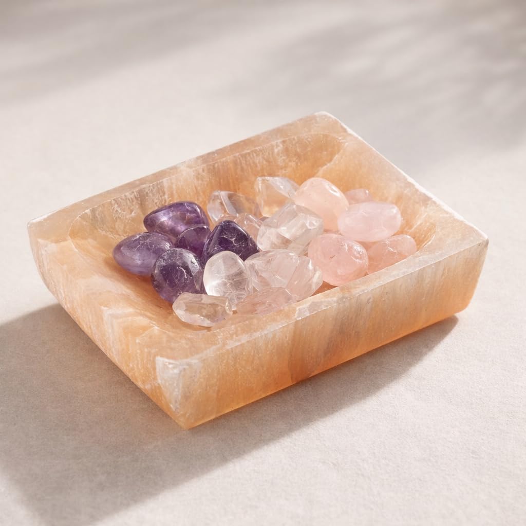 NKlaus Healing Crystals Orange Selenit Schale 12cm rechteckig