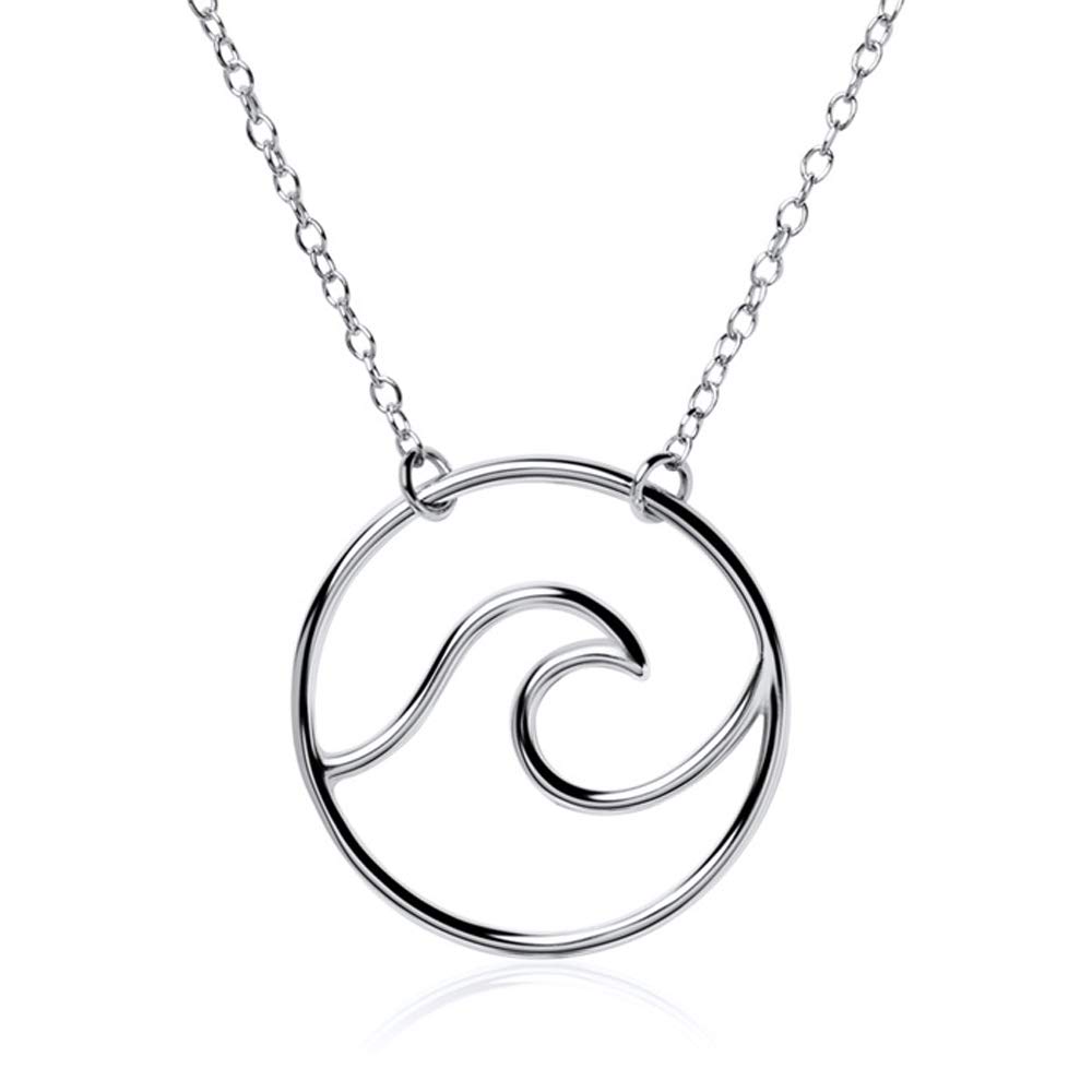JEWLIX Kette Welle Anhängerkette 925 Silber Wellen-Anhänger