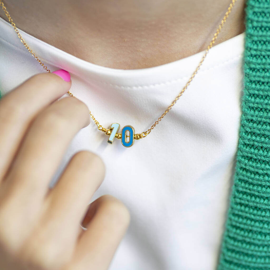 Joy by Corrine Smith Enamel Number Zahlen Halskette Gold