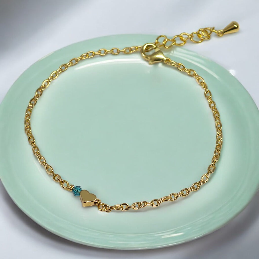 Joy by Corrine Smith Tiny Gold Heart Armband Gold Geburtsstein