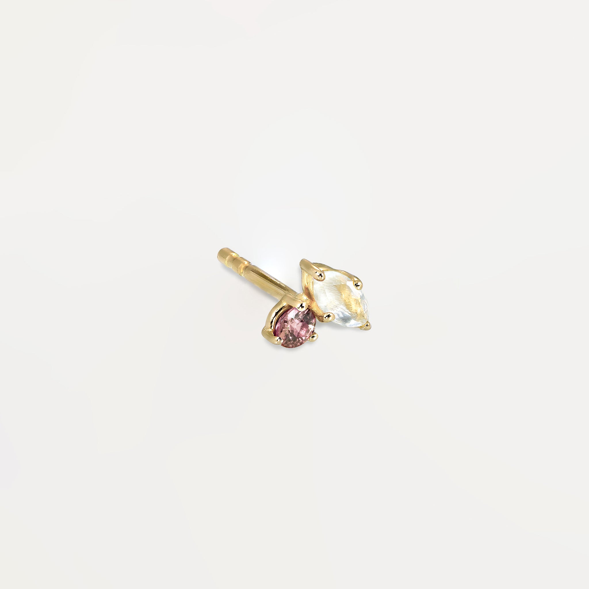 Stilnest Joy Mondstein Rosa Turmalin Ohrstecker Single Links 585 Gold