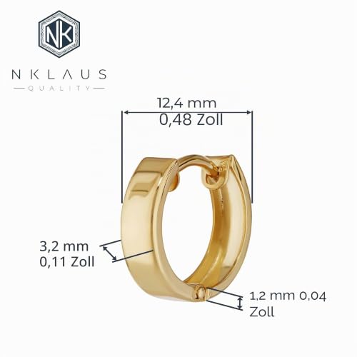 NKlaus JEWELLERY Klappcreole 585 Gold 12,4mm Einzel