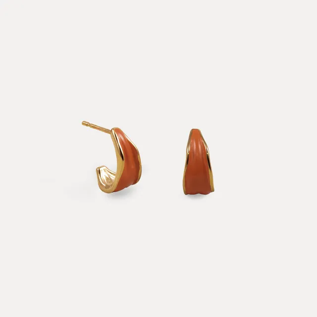 Stilnest Eden Paprika Small Creolen Orange Gold Vermeil