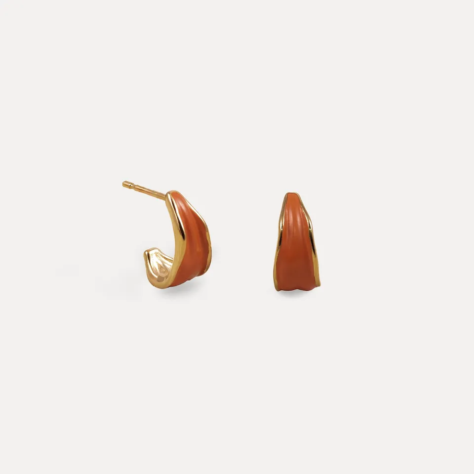 Stilnest Eden Paprika Small Creolen Orange Gold Vermeil