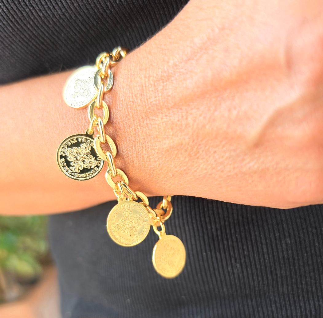 Alevá Bijoux Bracciali Coins Armband Gold Damen 19 cm