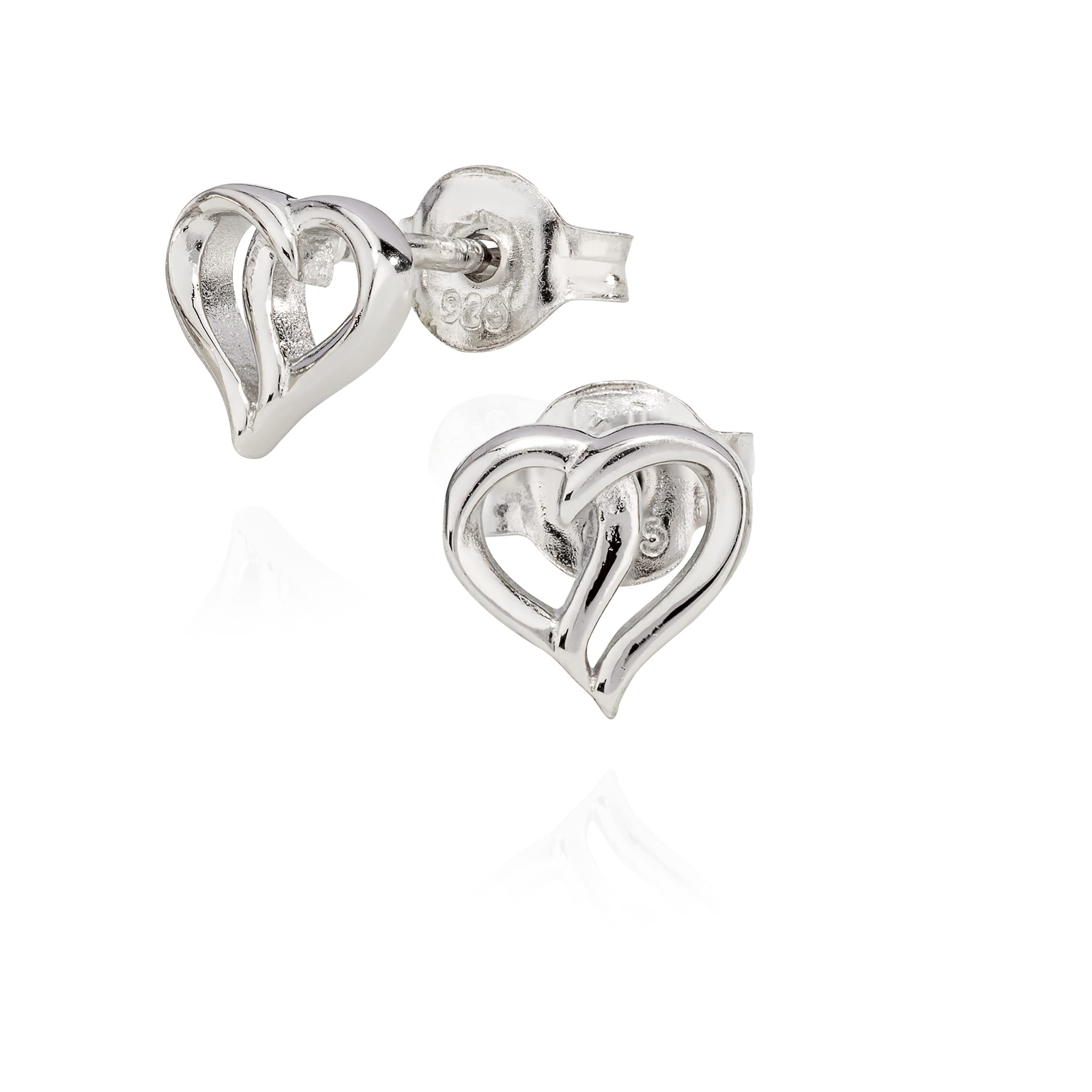 NKlaus Jewellery Herz Ohrstecker 925 Silber 5-9mm Paar matt