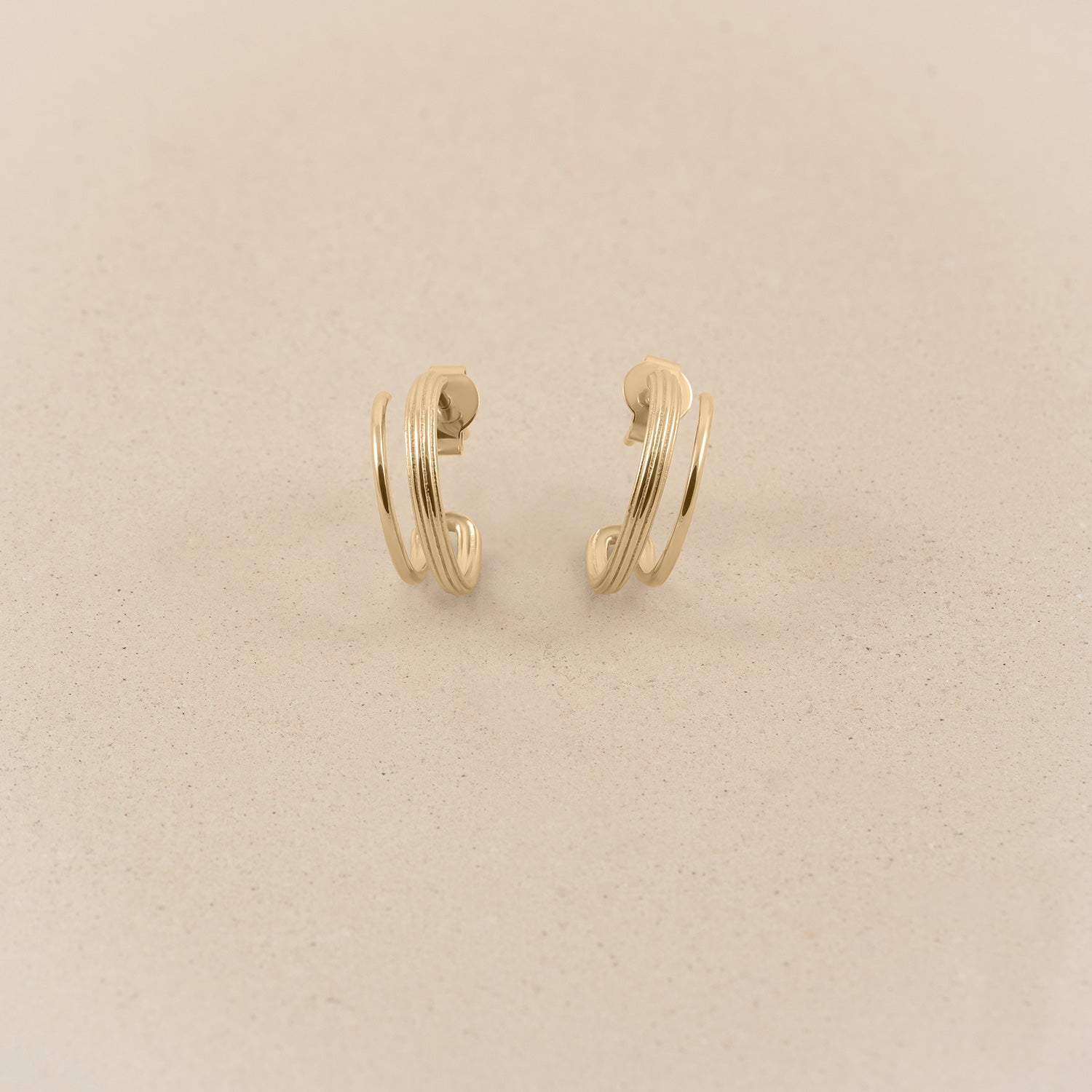 Stilnest Mini Duo Creolen 585 Gold 14k Massivgold
