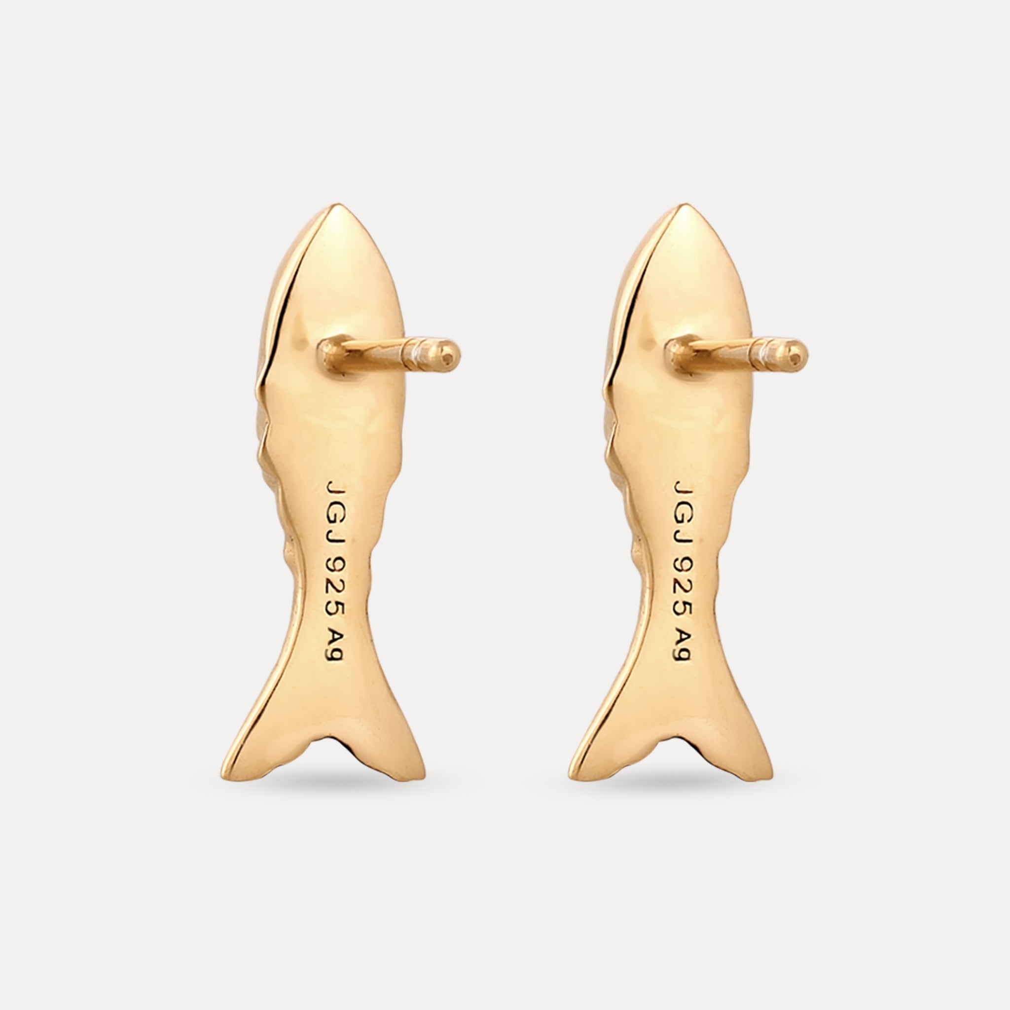 Stilnest Fish Ohrstecker 24k Gold Vermeil Fisch Textur