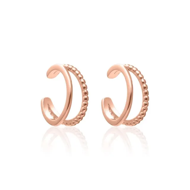 JEWLIX Ohrstecker Ear Cuffs Zweireihig Rosé 925 Silber Paar