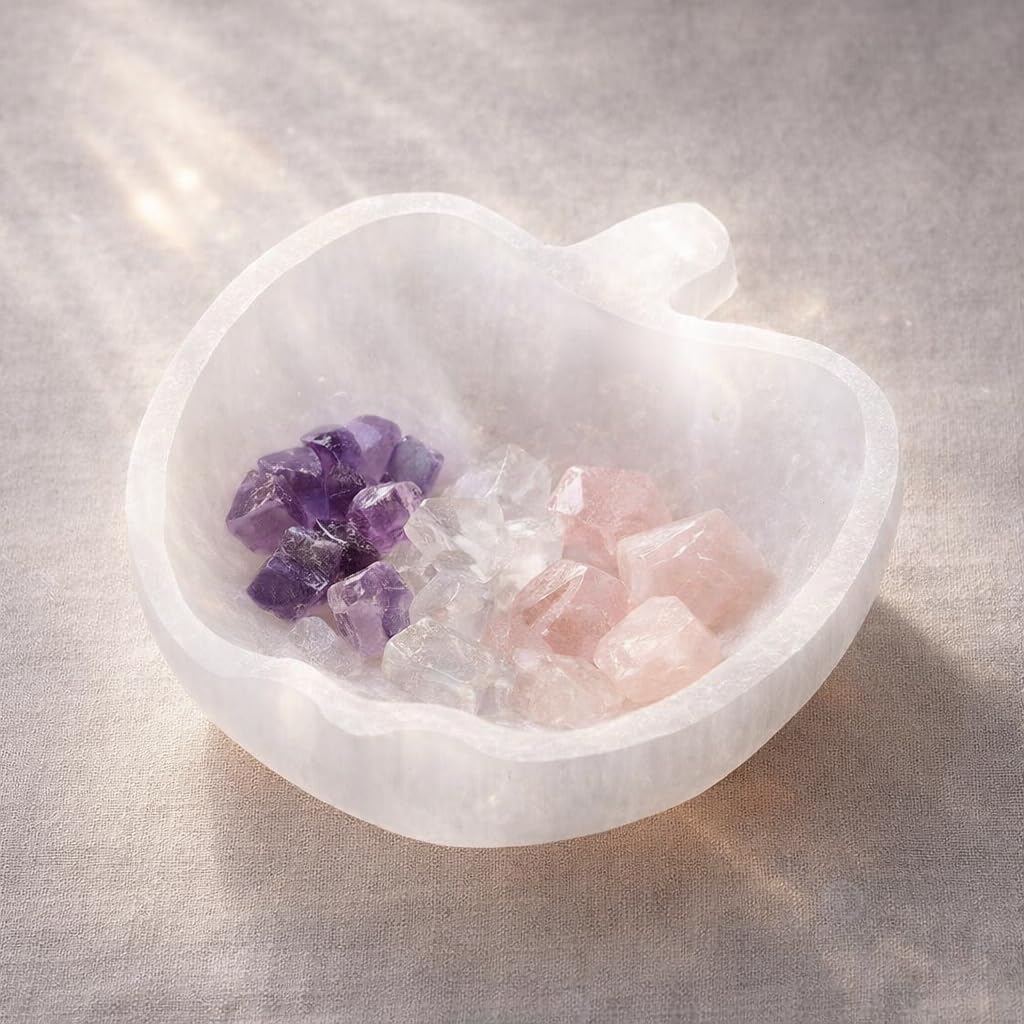 NKlaus Healing Crystals Selenit Schale Apfelform 12x13cm Energie