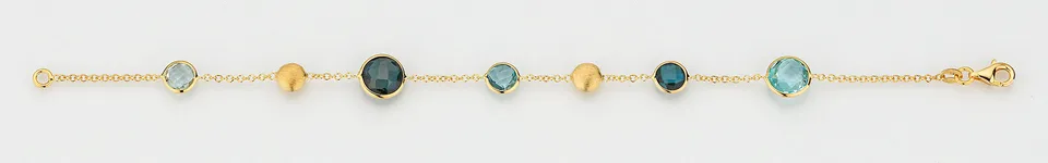 Eugen Rühle Armband Blautopas Goldlinsen 585 Gelbgold