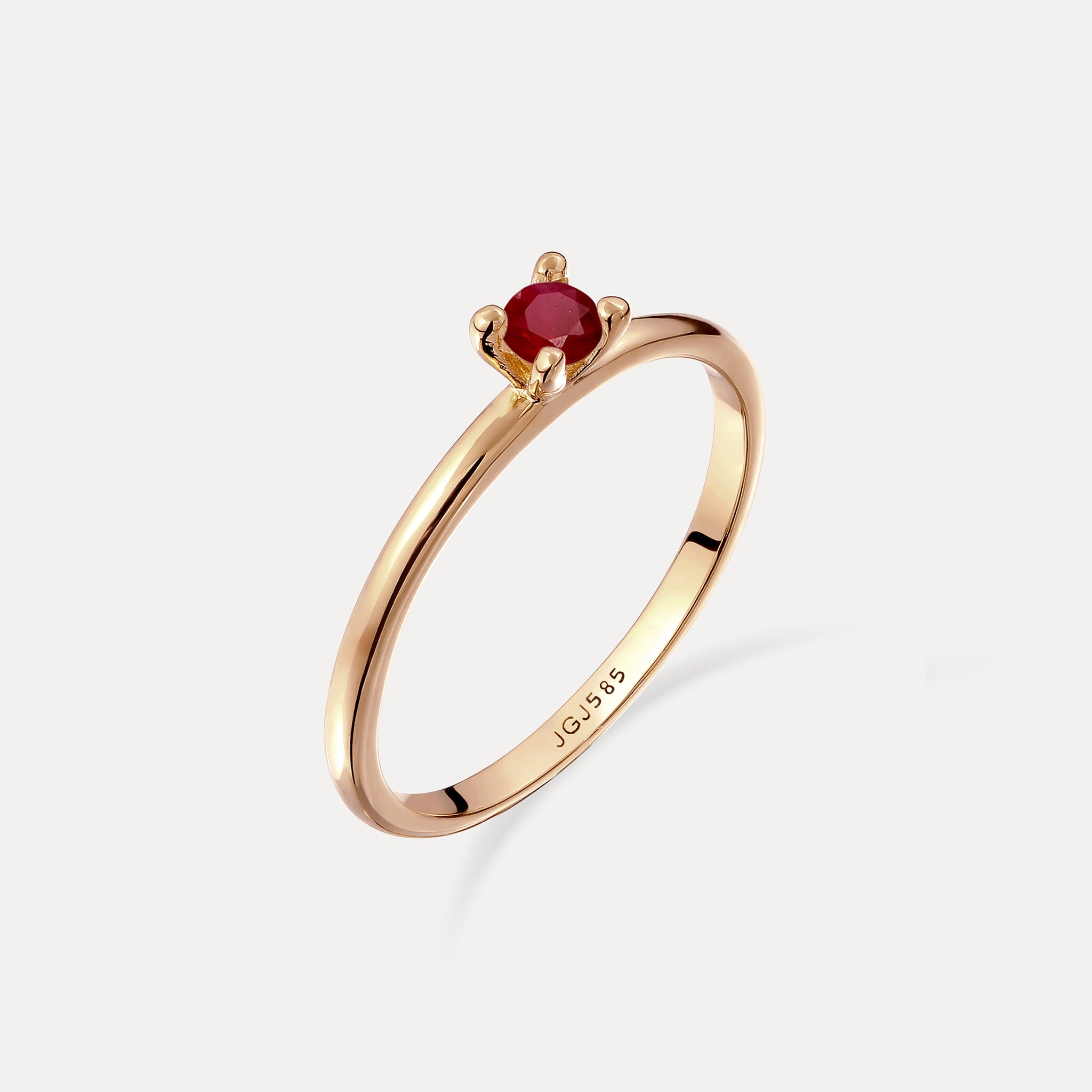 Stilnest Rubin Solitär Ring 585 Gold Rund Gr. 52