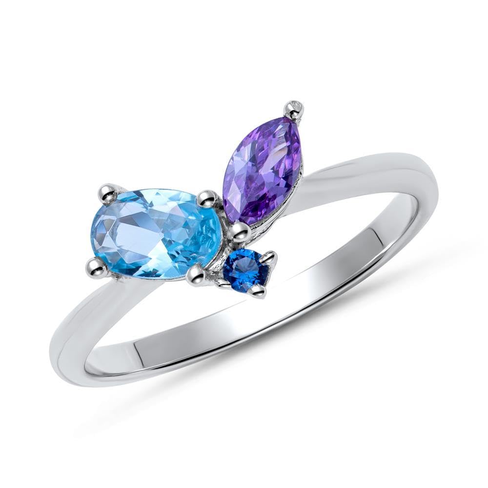 JEWLIX Ring Damen 925er Silber Zirkonia lila Gr. 54