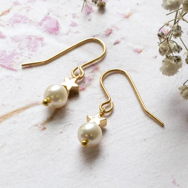 Joy by Corrine Smith Pearl Gold Plated Star Ohrringe Perle